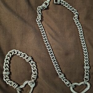 Brighton Silver Heart Necklace and Bracelet Set